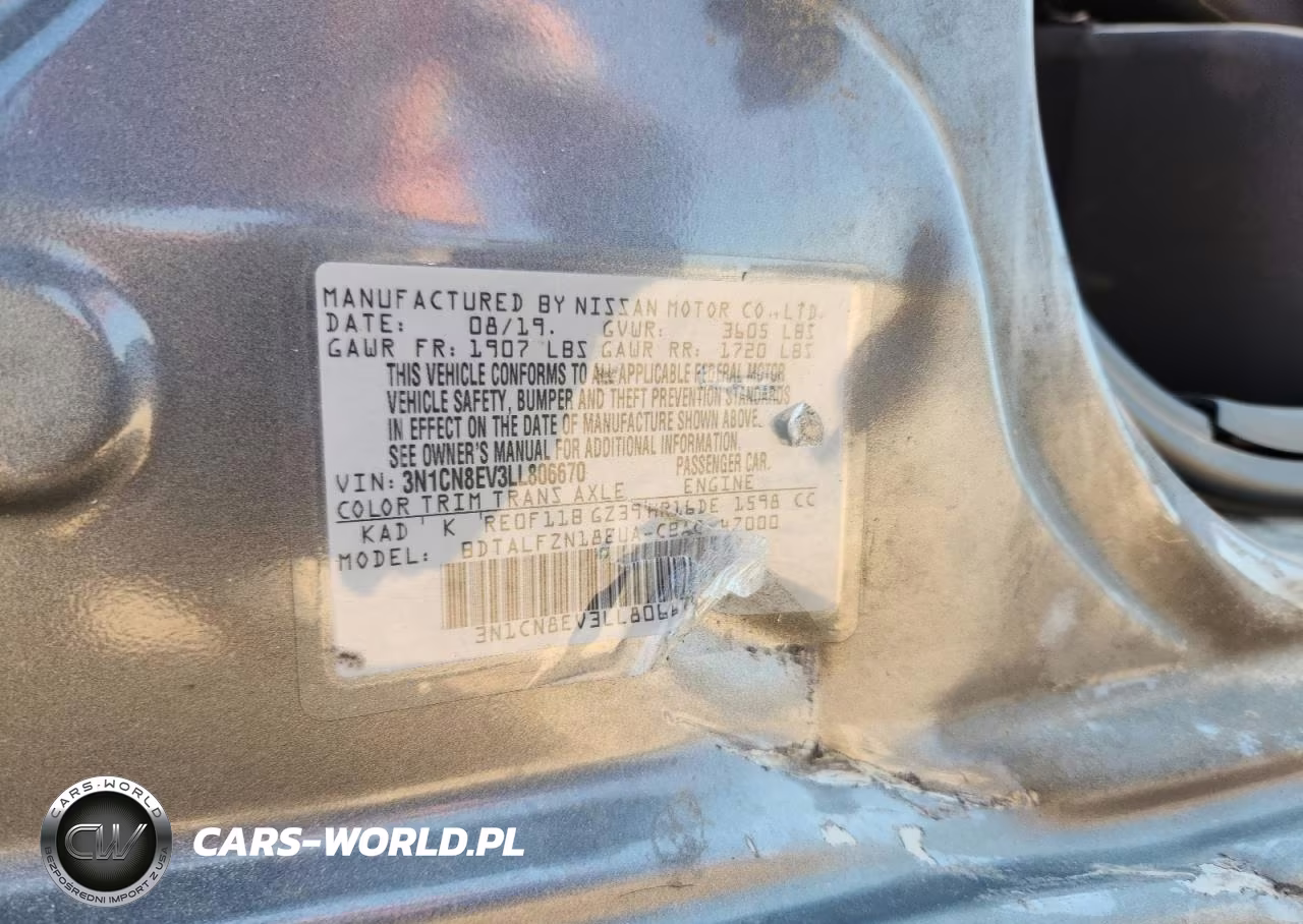 2020 Nissan Versa Sv VIN:3N1CN8EV3LL806670 - 13