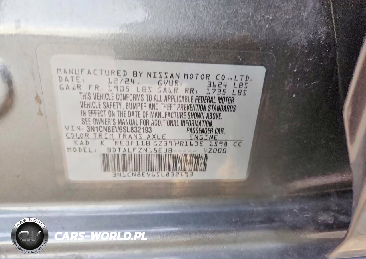 2025 Nissan Versa Sv VIN:3N1CN8EV6SL832193 - 12