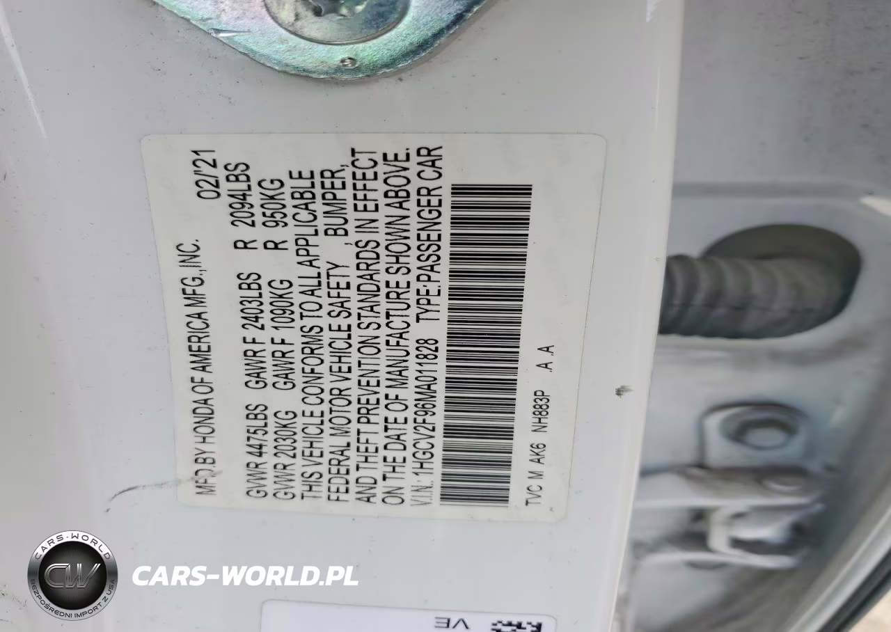 2021 Honda Accord Touring VIN:1HGCV2F96MA011828 - 13