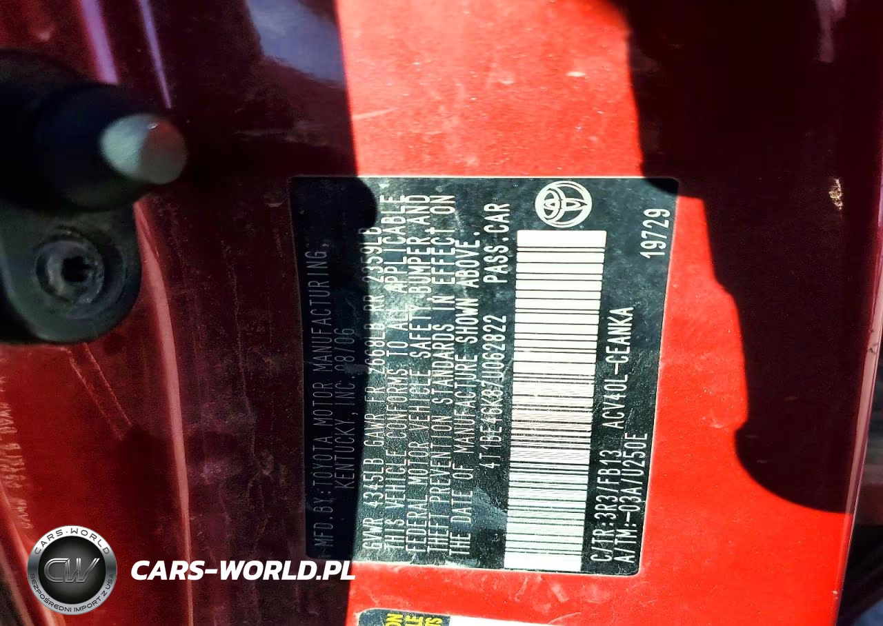 2007 Toyota Camry Le VIN:4T1BE46K87U062822 - 12