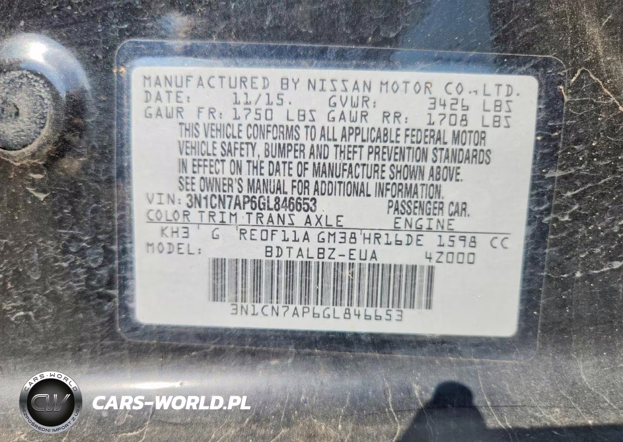 2016 Nissan Versa 1.6 Sv VIN:3N1CN7AP6GL846653 - 13
