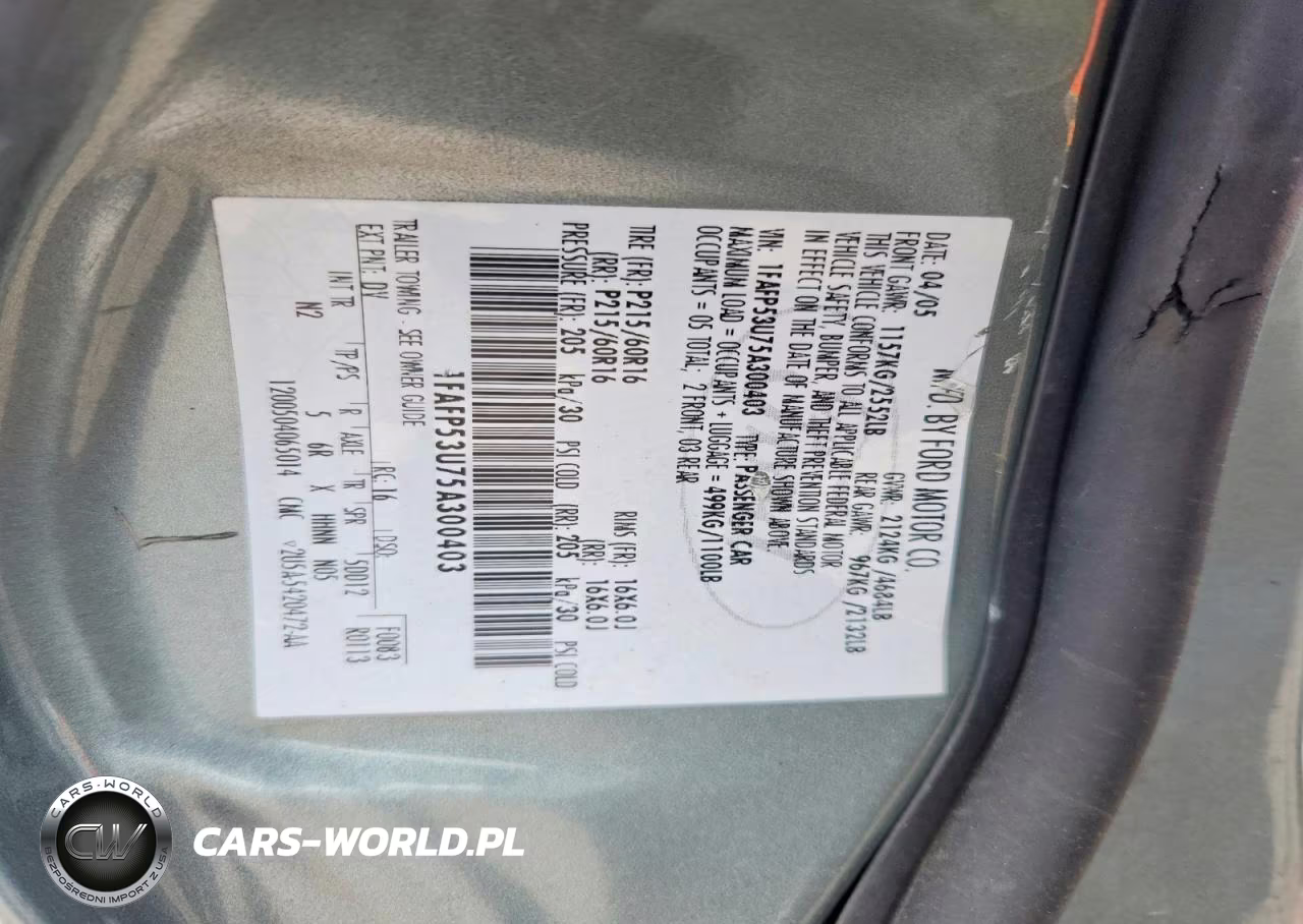 2005 Ford Taurus Se VIN:1FAFP53U75A300403 - 12