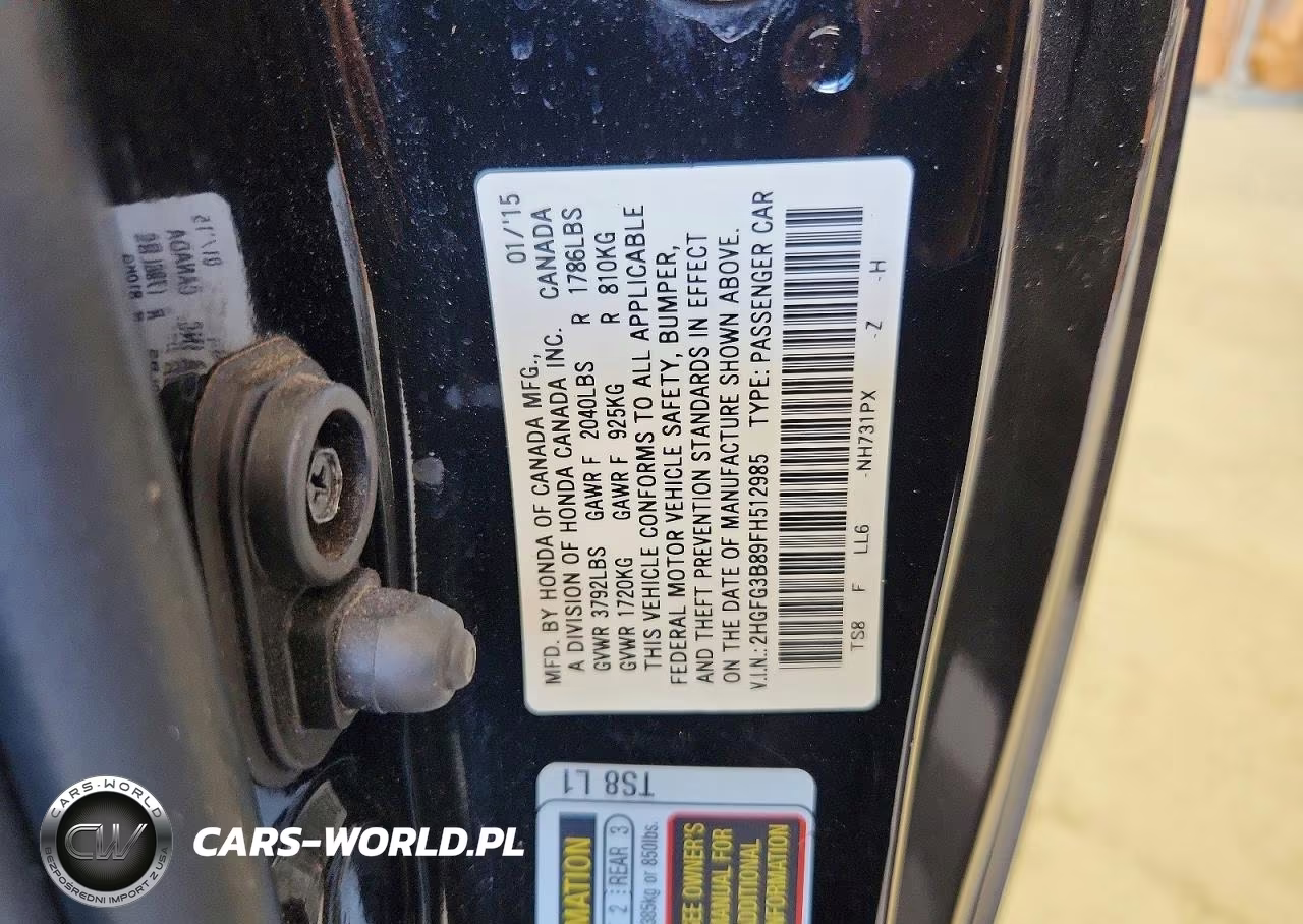 2015 Honda Civic Ex VIN:2HGFG3B89FH512985 - 12