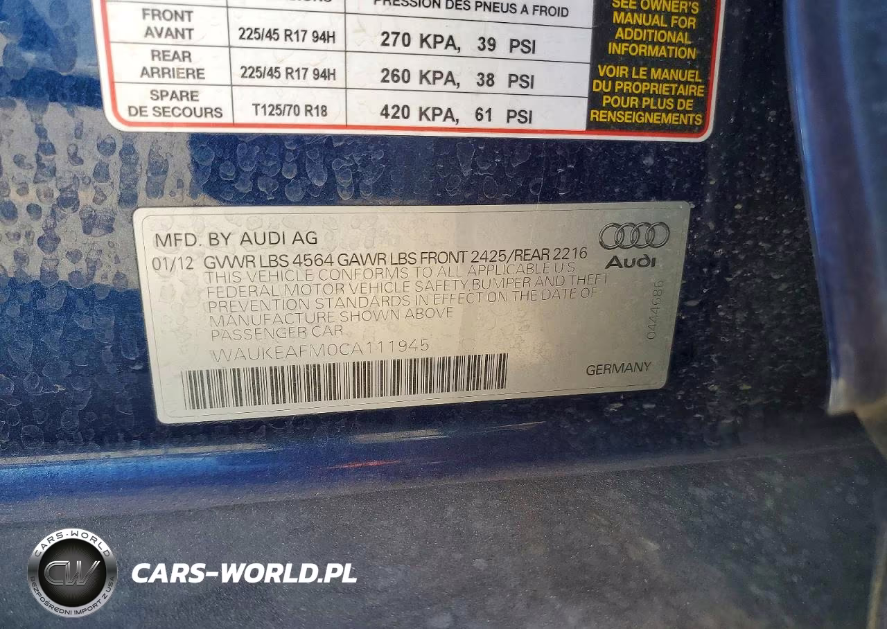 2012 Audi A3 VIN:WAUKEAFM0CA111945 - 12