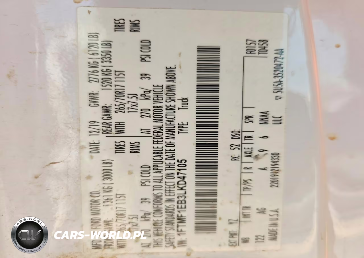 2020 Ford F150 VIN:1FTMF1EB3LKD47105 - 12
