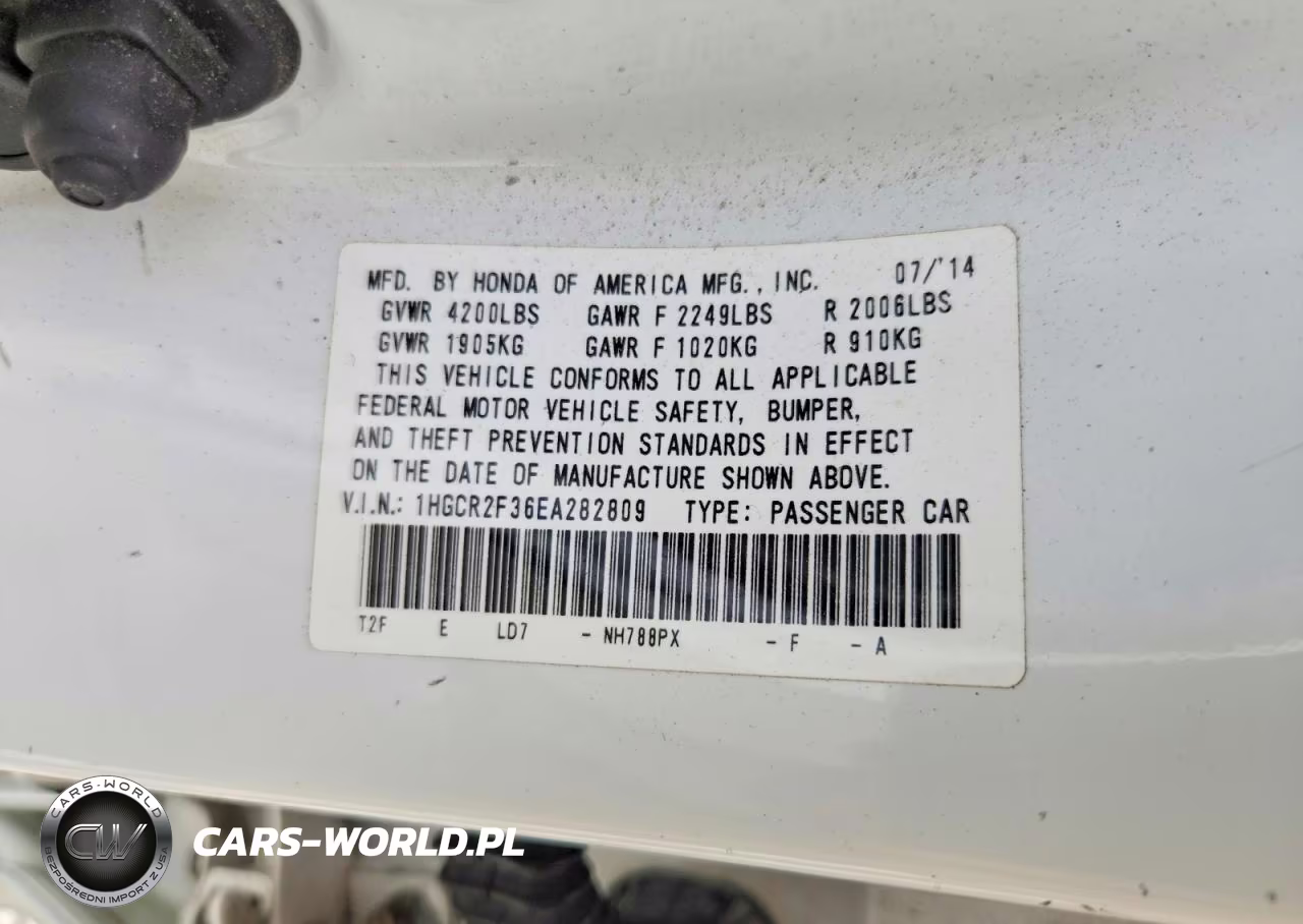 2014 Honda Accord Lx VIN:1HGCR2F36EA282809 - 12