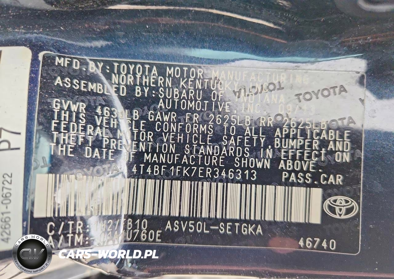 2014 Toyota Camry Xle VIN:4T4BF1FK7ER346313 - 12
