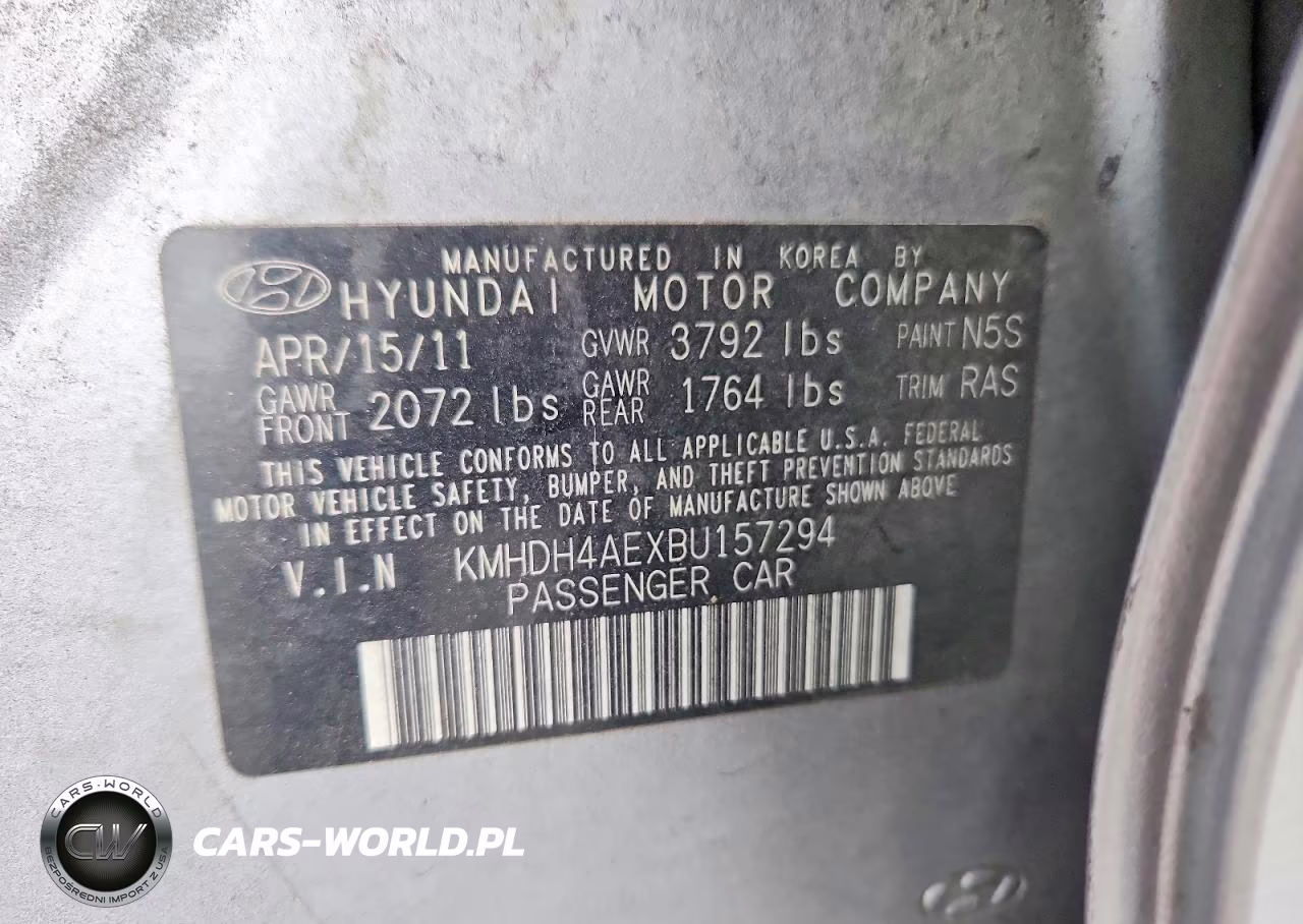 2011 Hyundai Elantra Gls VIN:KMHDH4AEXBU157294 - 12