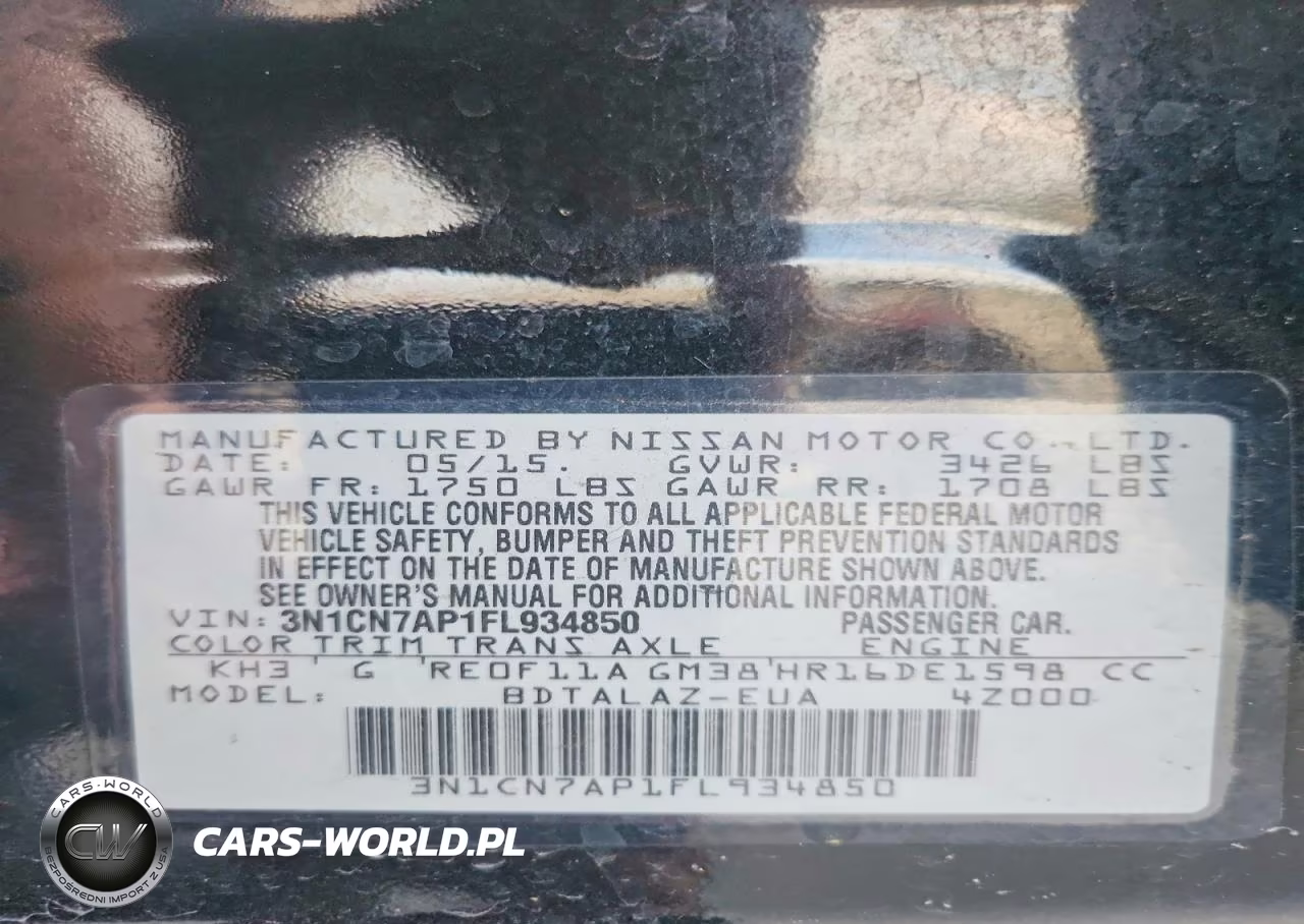 2015 Nissan Versa 1.6 S Plus VIN:3N1CN7AP1FL934850 - 12