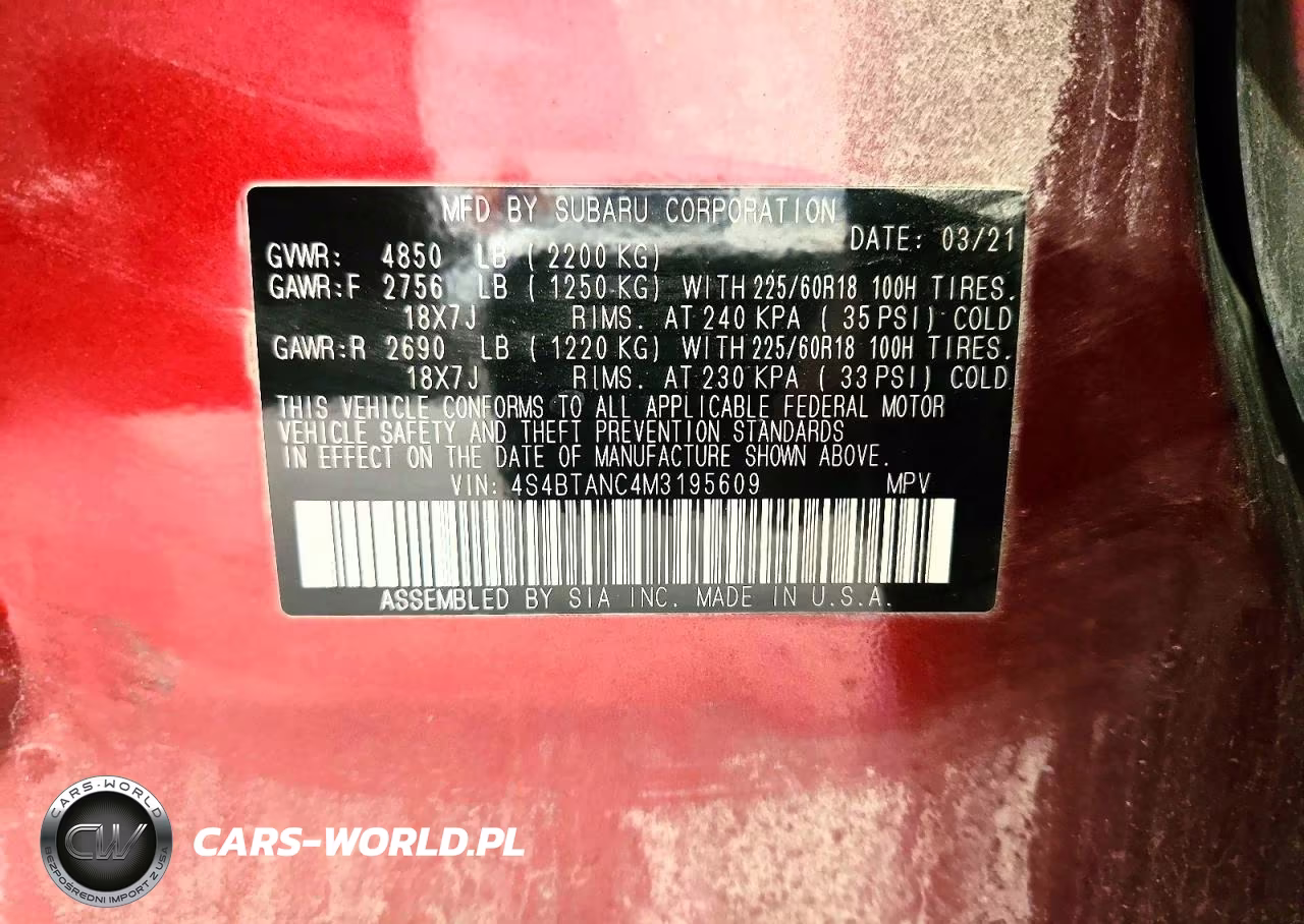 2021 Subaru Outback Limited VIN:4S4BTANC4M3195609 - 14