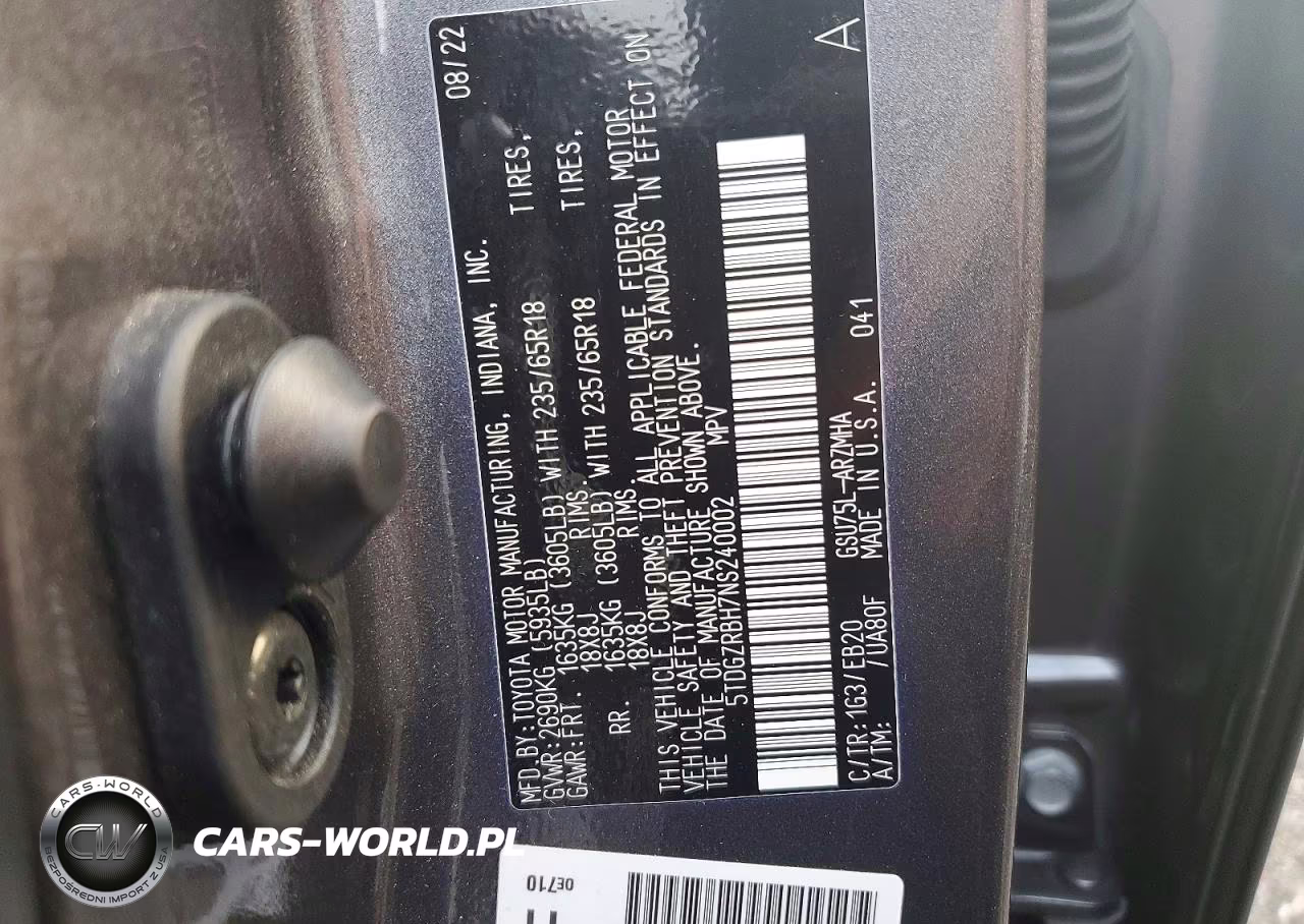 2022 Toyota Highlander Xle VIN:5TDGZRBH7NS240002 - 14