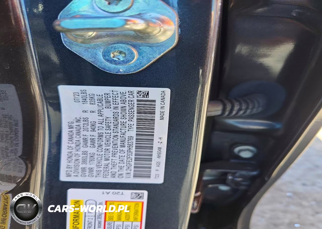 2023 Honda Civic Sport VIN:2HGFE2F53PH563769 - 12