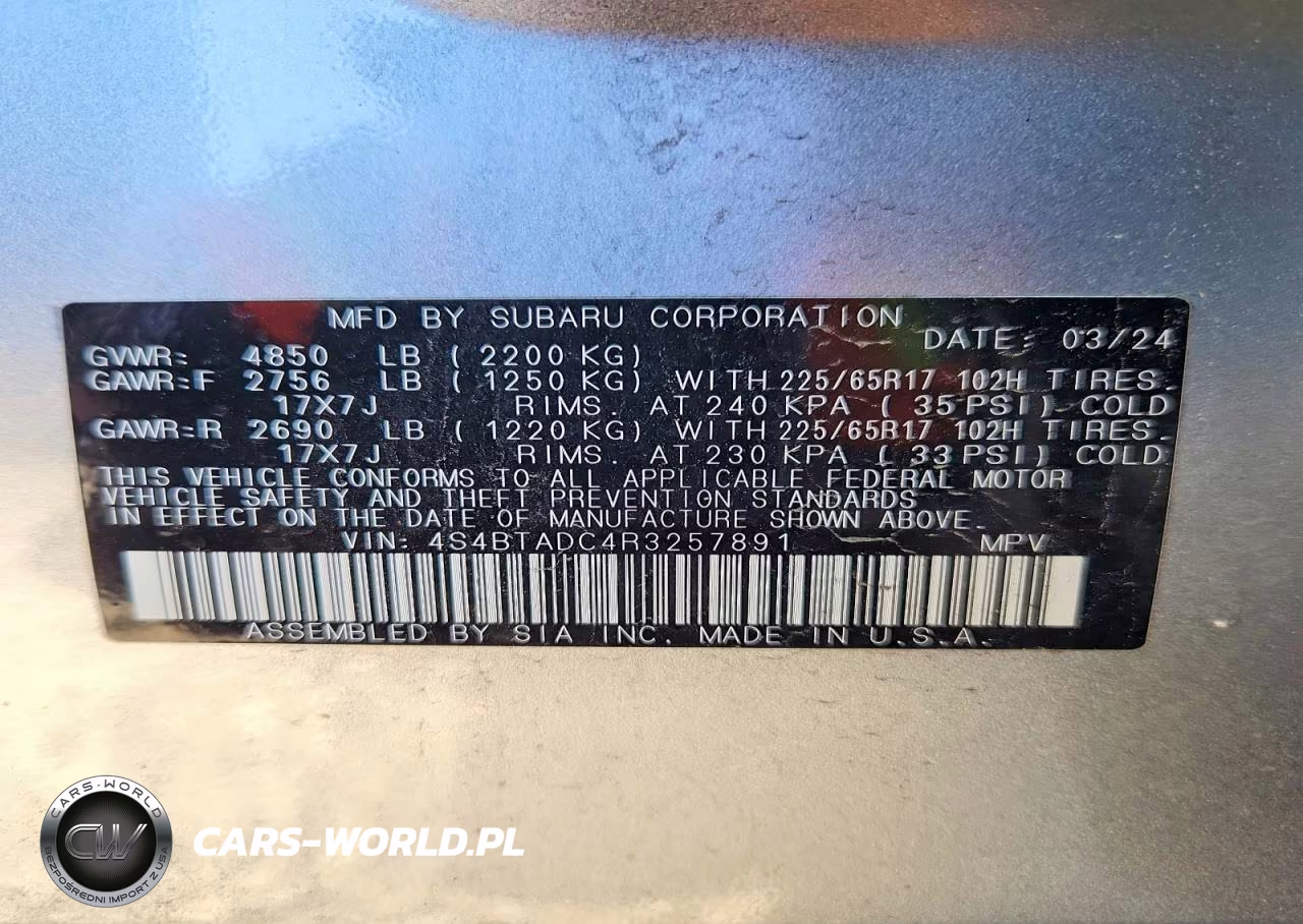 2024 Subaru Outback Premium VIN:4S4BTADC4R3257891 - 13