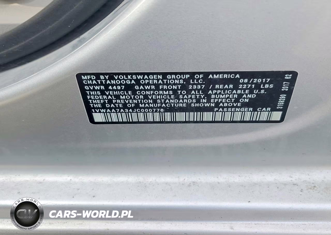 2018 Volkswagen Passat S VIN:1VWAA7A34JC000776 - 12