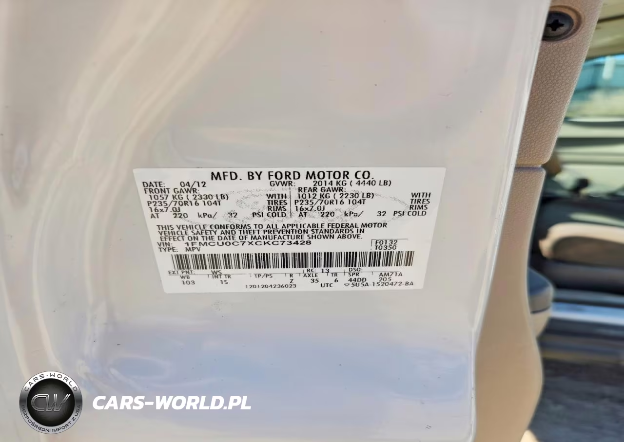 2012 Ford Escape Xls VIN:1FMCU0C7XCKC73428 - 13
