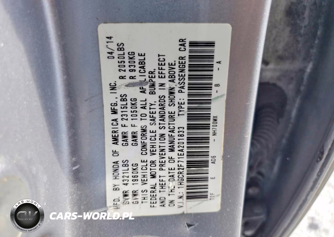 2014 Honda Accord Ex VIN:1HGCR2F71EA201833 - 12