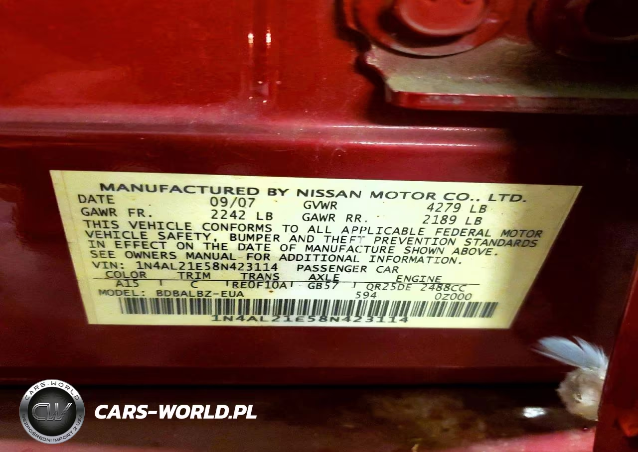 2008 Nissan Altima 2.5 VIN:1N4AL21E58N423114 - 12