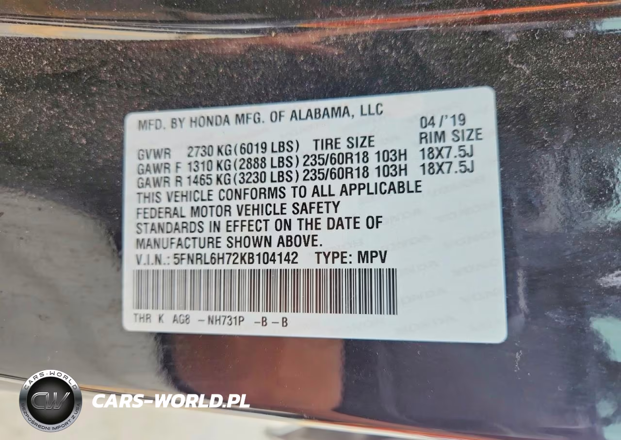 2019 Honda Odyssey Exl VIN:5FNRL6H72KB104142 - 13