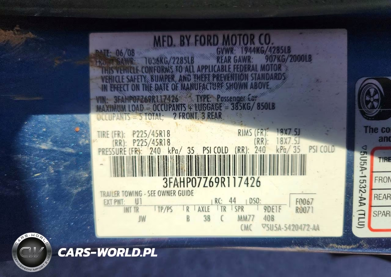 2009 Ford Fusion Se VIN:3FAHP07Z69R117426 - 12