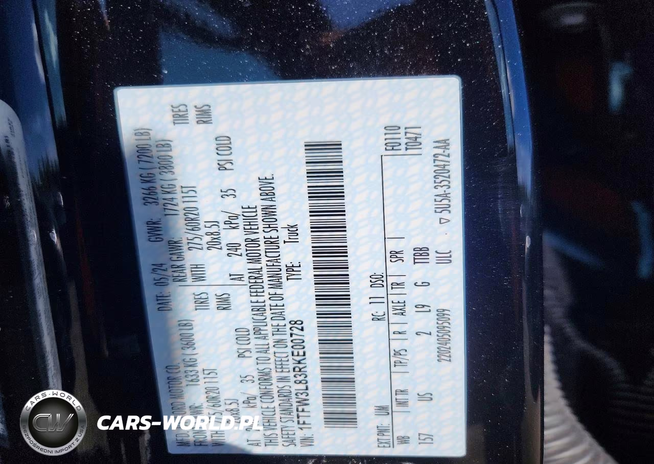 2024 Ford F150 Xlt VIN:1FTFW3L83RKE00728 - 12
