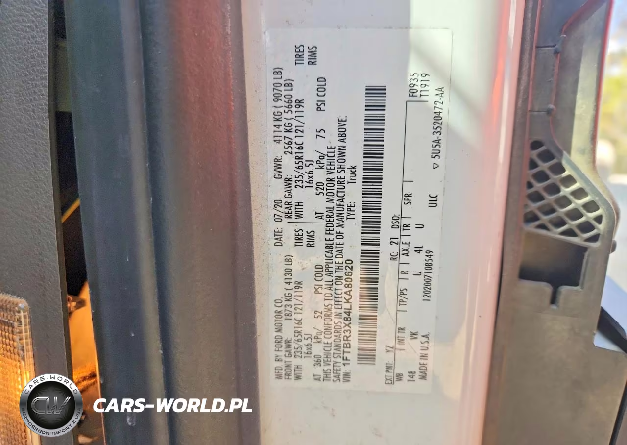 2020 Ford Transit 250 Delivery Van VIN:1FTBR3X84LKA80620 - 13