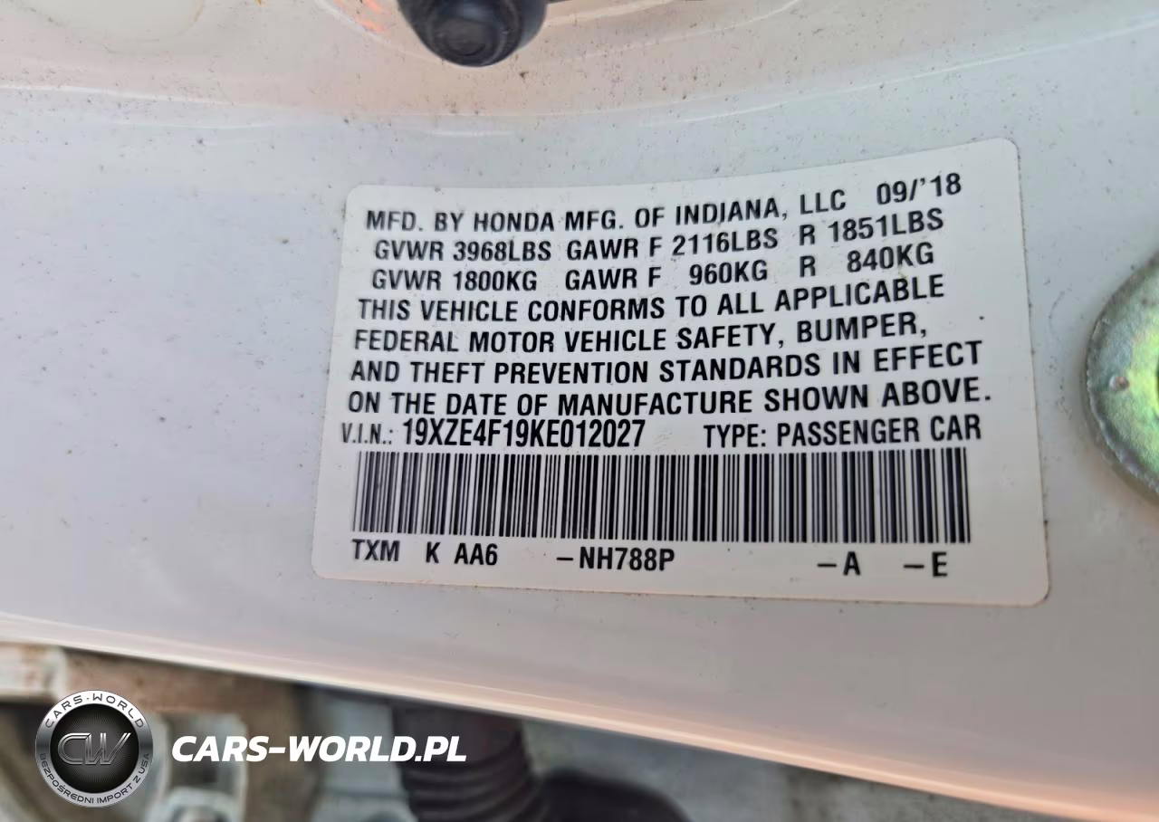 2019 Honda Insight Lx VIN:19XZE4F19KE012027 - 12