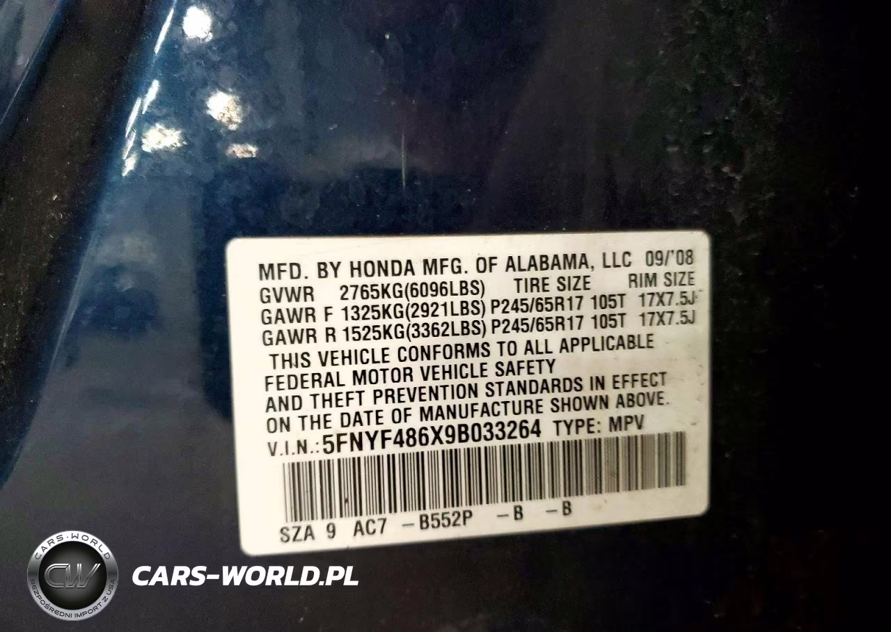 2009 Honda Pilot Exl VIN:5FNYF486X9B033264 - 13