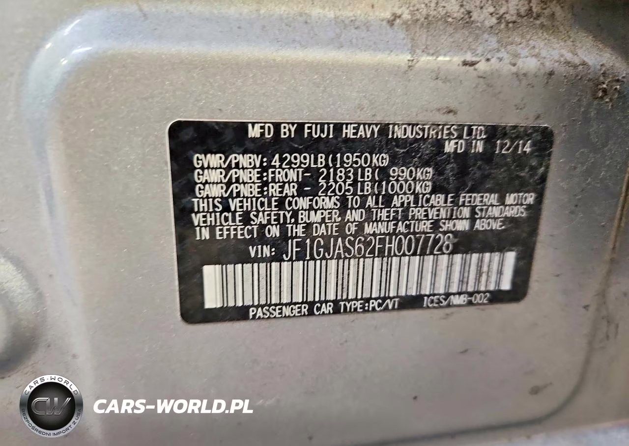 2015 Subaru Impreza Sport Limited VIN:JF1GJAS62FH007728 - 12