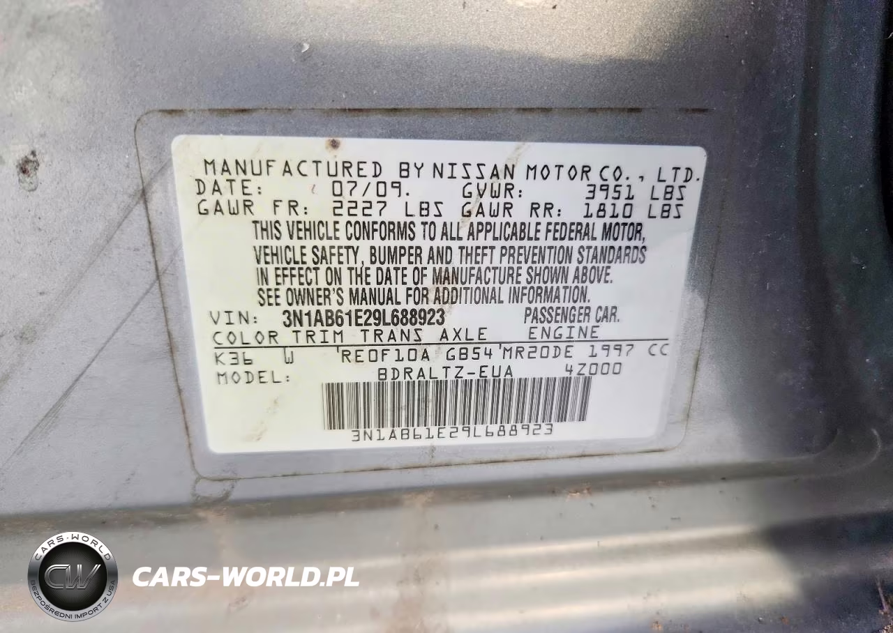 2009 Nissan Sentra 2.0 VIN:3N1AB61E29L688923 - 12