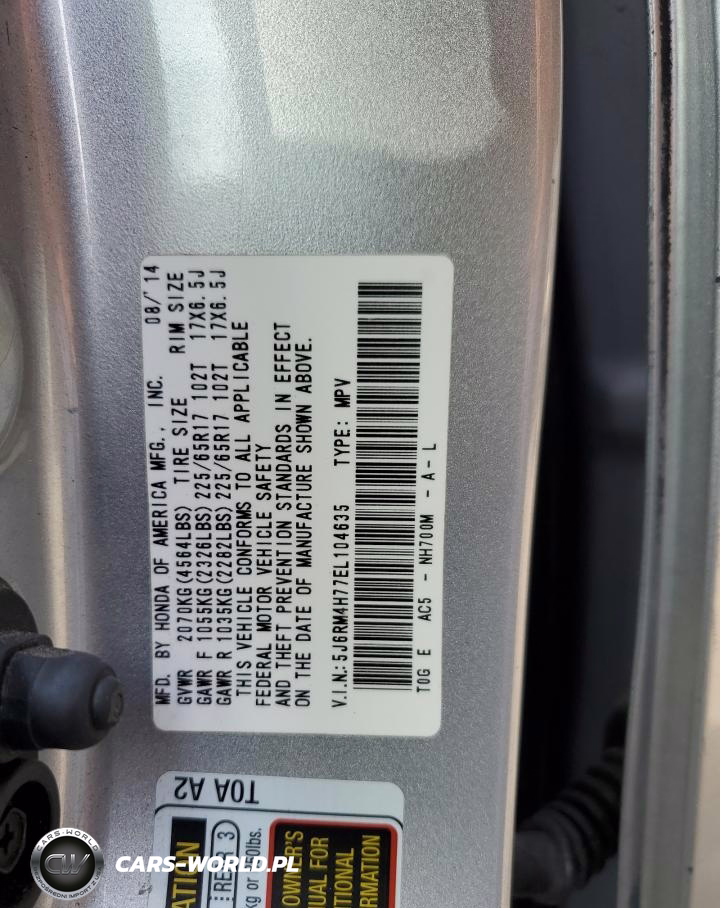 2014 Honda Cr-V Exl VIN:5J6RM4H77EL104635 - 13
