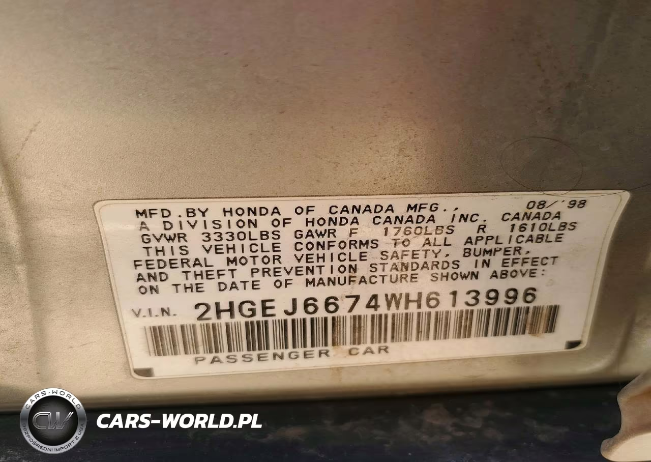 1998 Honda Civic Lx VIN:2HGEJ6674WH613996 - 12