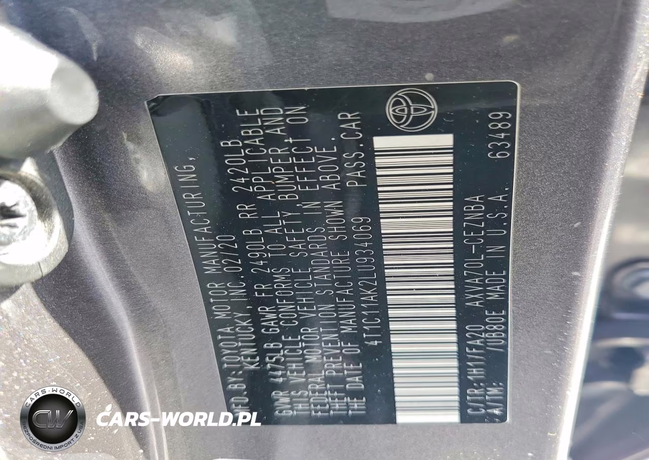 2020 Toyota Camry Le VIN:4T1C11AK2LU934069 - 12
