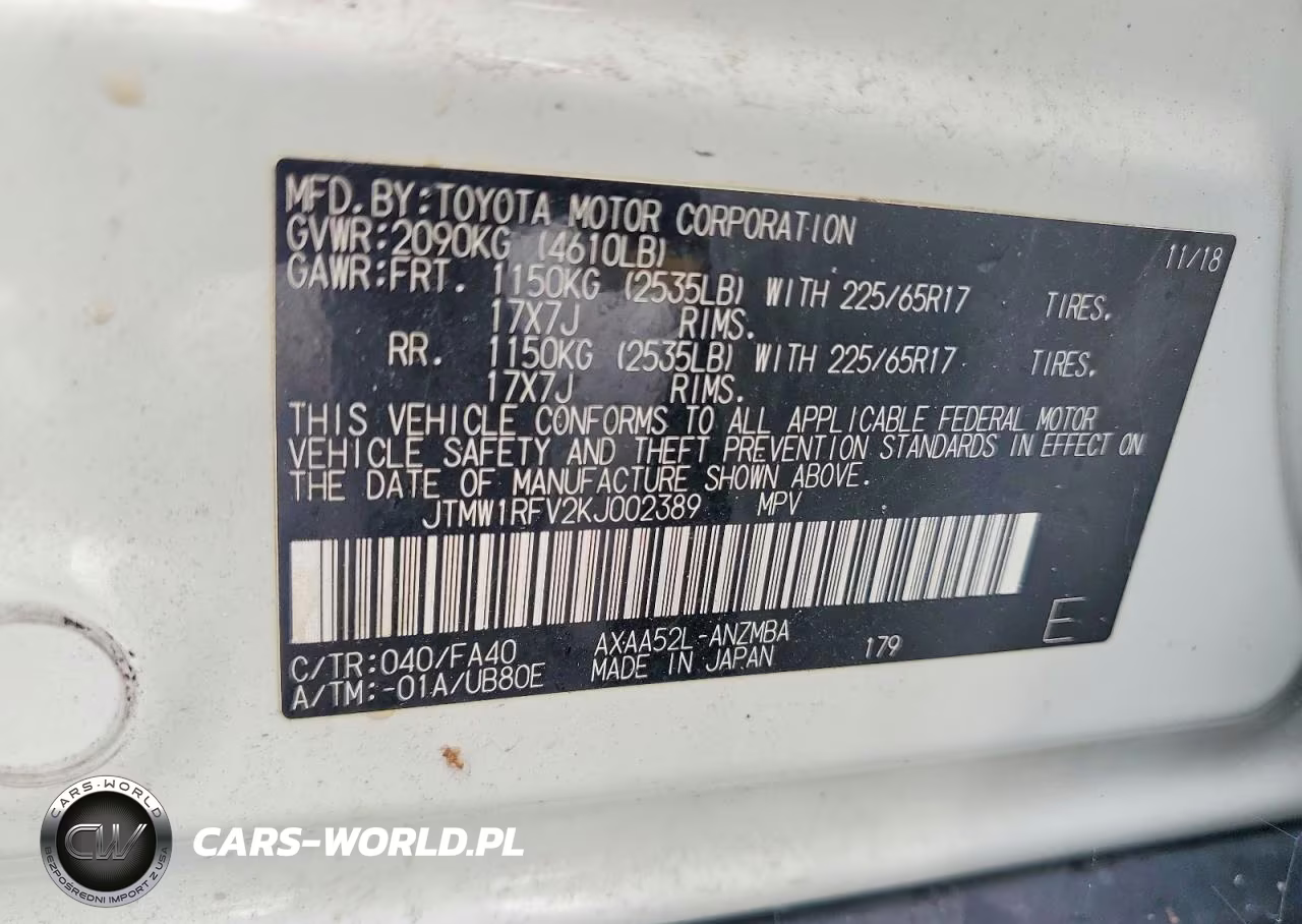 2019 Toyota Rav4 Xle VIN:JTMW1RFV2KJ002389 - 13