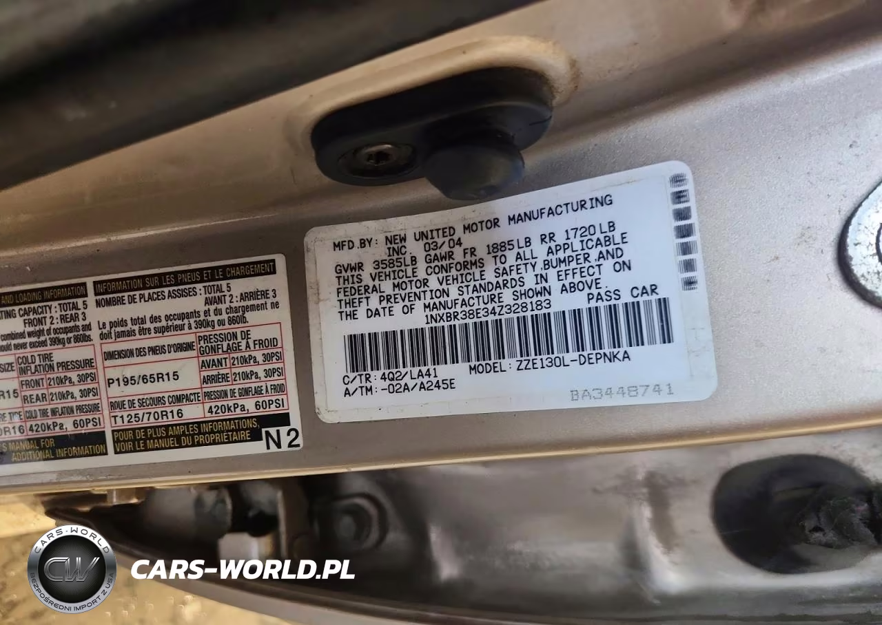 2004 Toyota Corolla Le VIN:1NXBR38E34Z328183 - 12