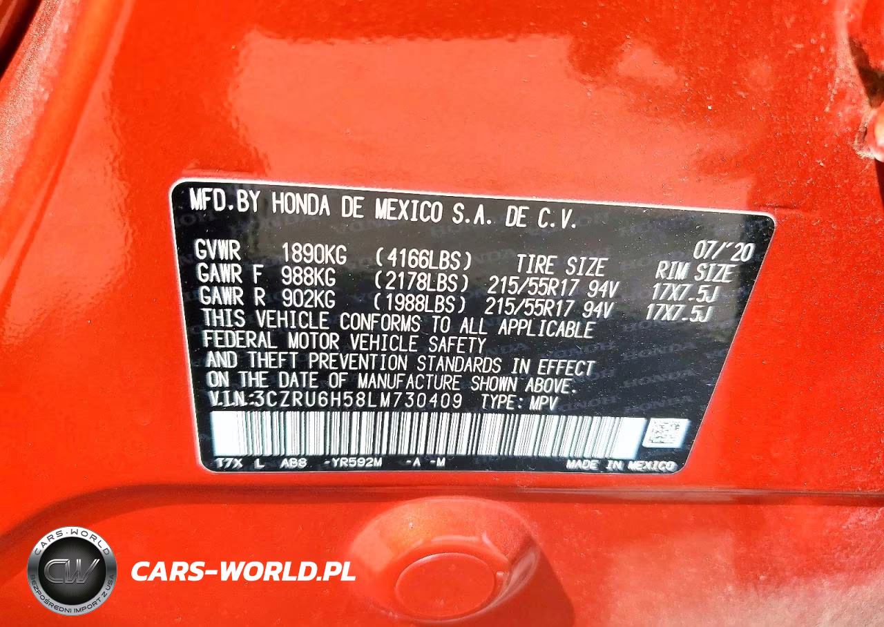 2020 Honda Hr-V Ex VIN:3CZRU6H58LM730409 - 14