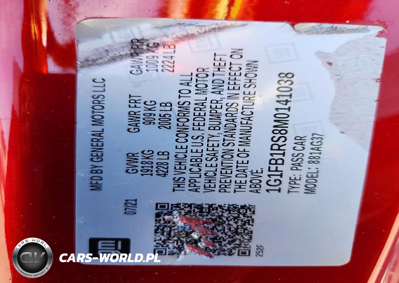 2021 Chevrolet Camaro Ls VIN:1G1FB1RS8M0141038 - 12