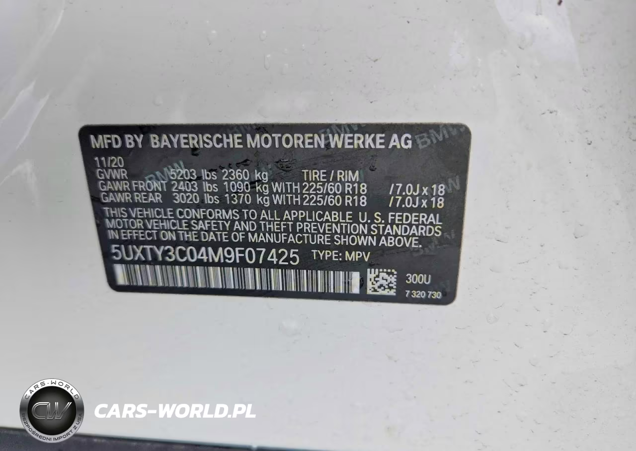 2021 BMW X3 Sdrive30I VIN:5UXTY3C04M9F07425 - 14