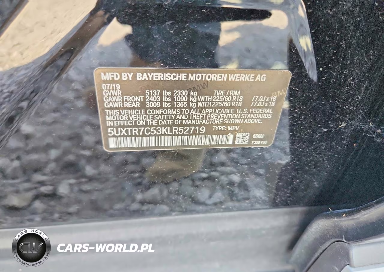 2019 BMW X3 Sdrive30I VIN:5UXTR7C53KLR52719 - 12