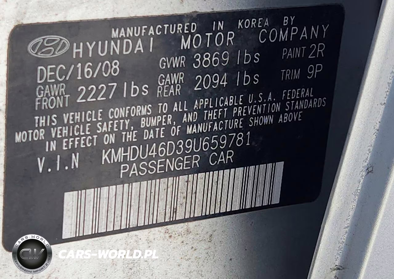 2009 Hyundai Elantra Se VIN:KMHDU46D39U659781 - 12
