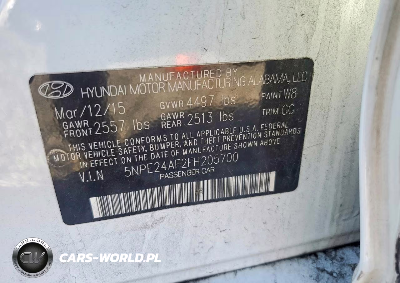 2015 Hyundai Sonata Se VIN:5NPE24AF2FH205700 - 12
