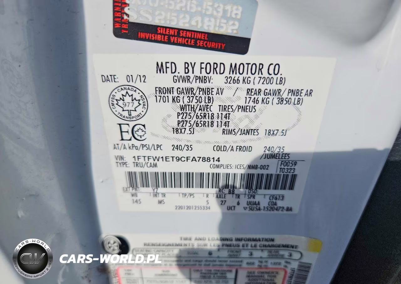 2012 Ford F150 Supercrew VIN:1FTFW1ET9CFA78814 - 12