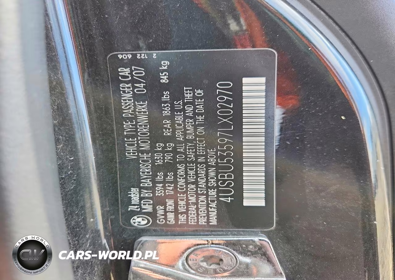 2007 BMW Z4 3.0Si VIN:4USBU53597LX02970 - 12