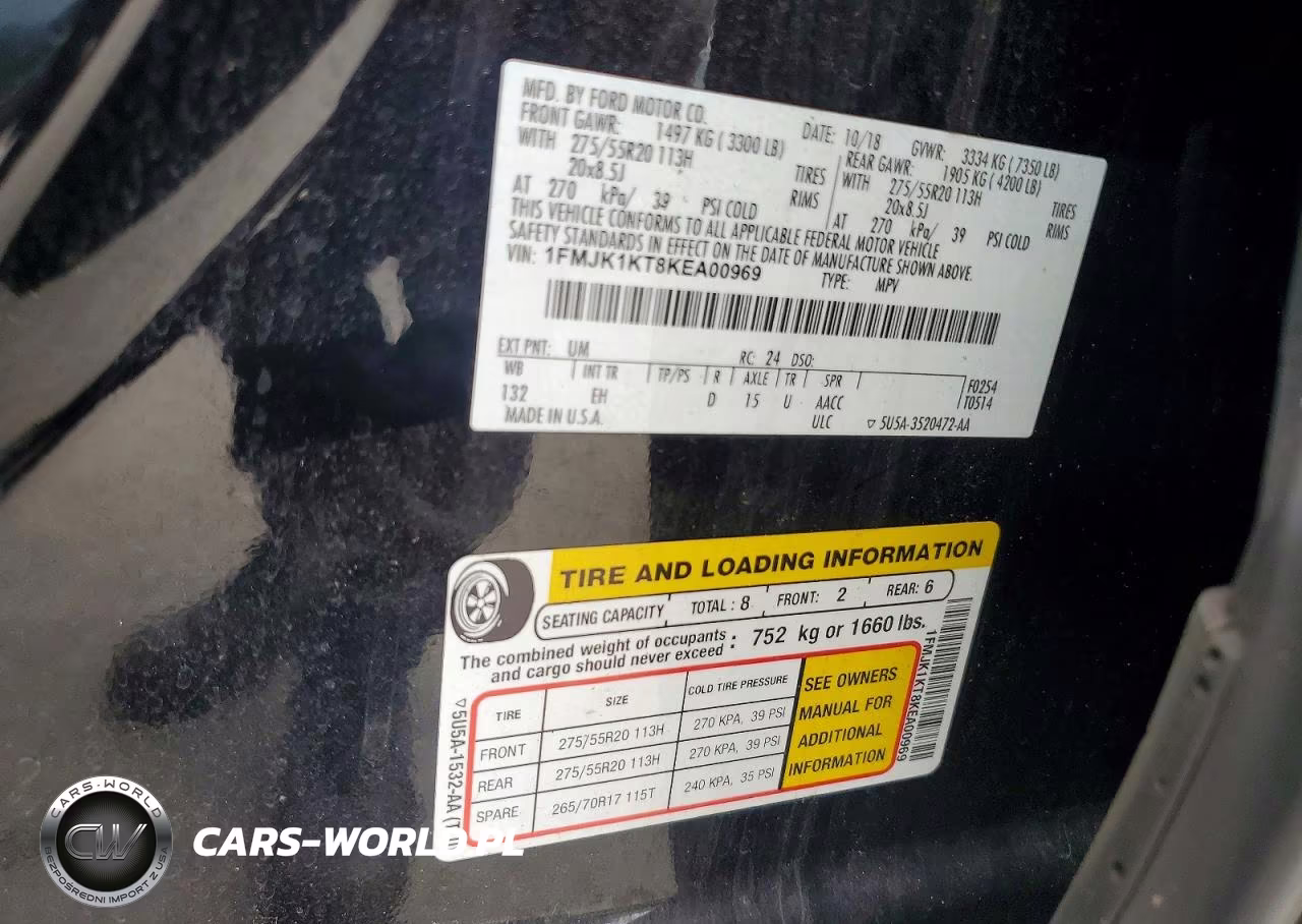 2019 Ford Expedition Max Limited VIN:1FMJK1KT8KEA00969 - 13