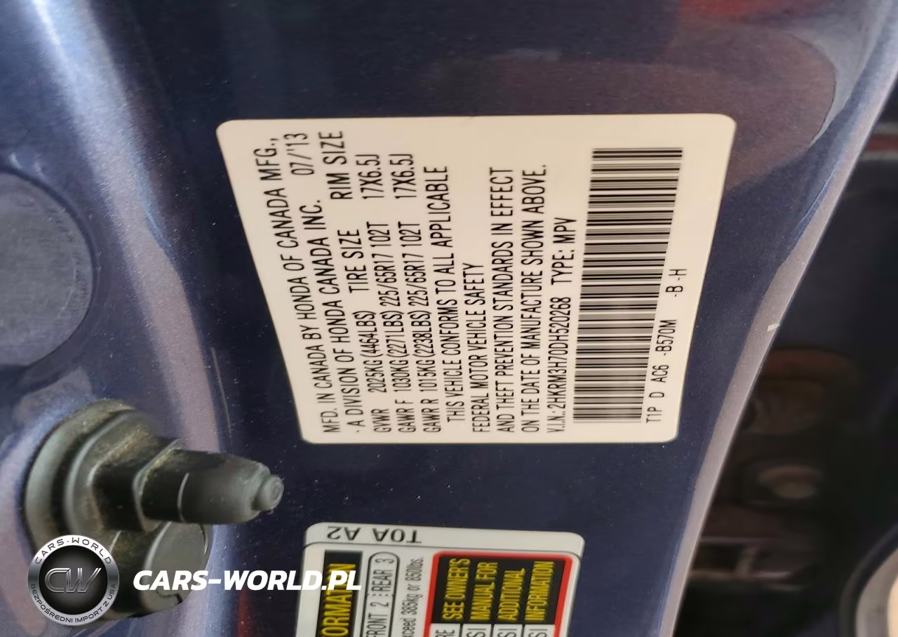2013 Honda Cr-V Exl VIN:2HKRM3H70DH520268 - 13