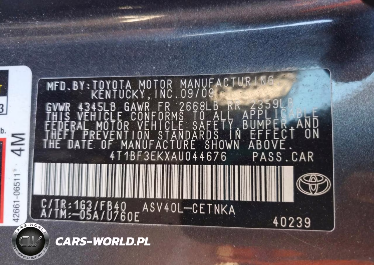 2010 Toyota Camry Le VIN:4T1BF3EKXAU044676 - 12