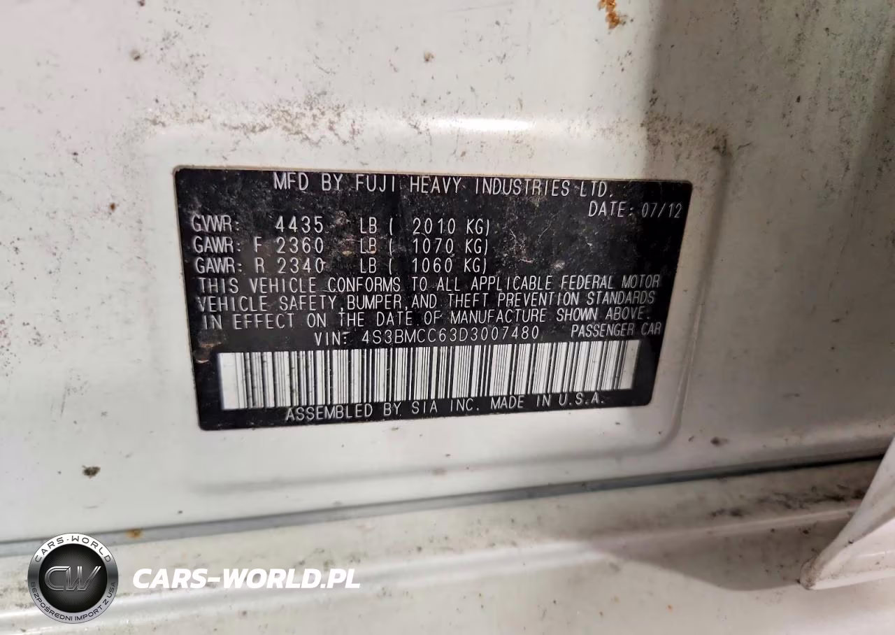 2013 Subaru Legacy 2.5I Premium VIN:4S3BMCC63D3007480 - 12