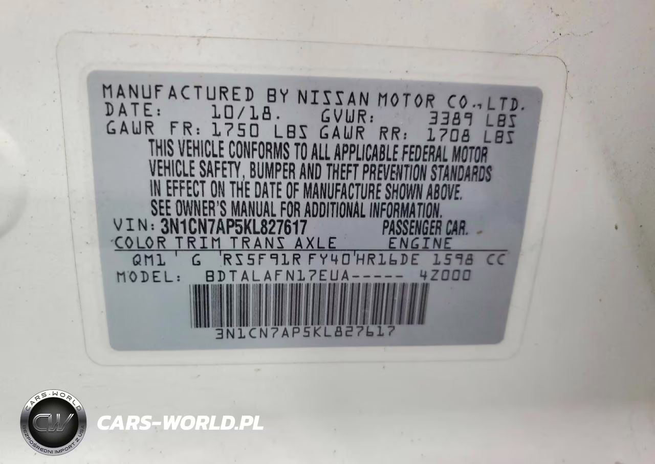 2019 Nissan Versa S VIN:3N1CN7AP5KL827617 - 12