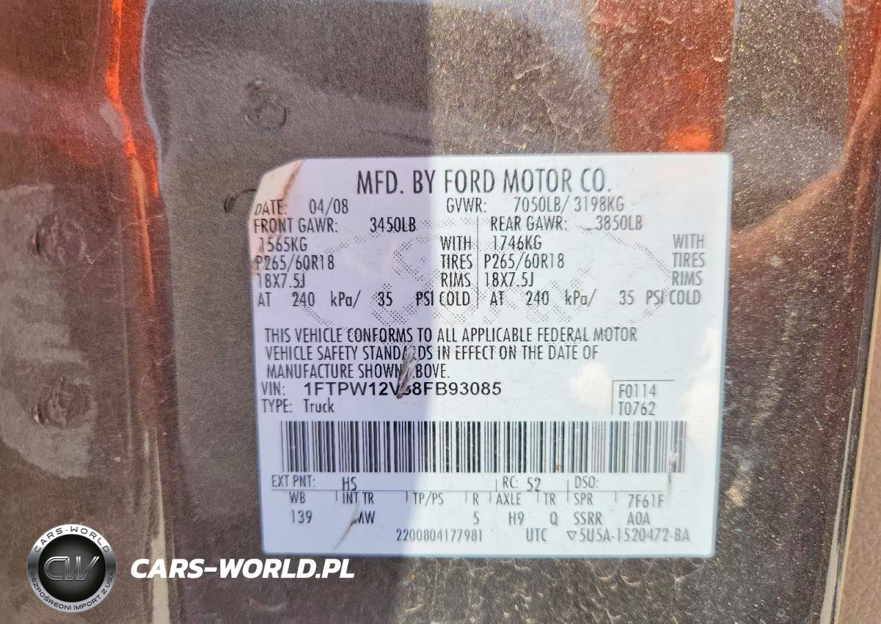 2008 Ford F150 Supercrew VIN:1FTPW12V38FB93085 - 12