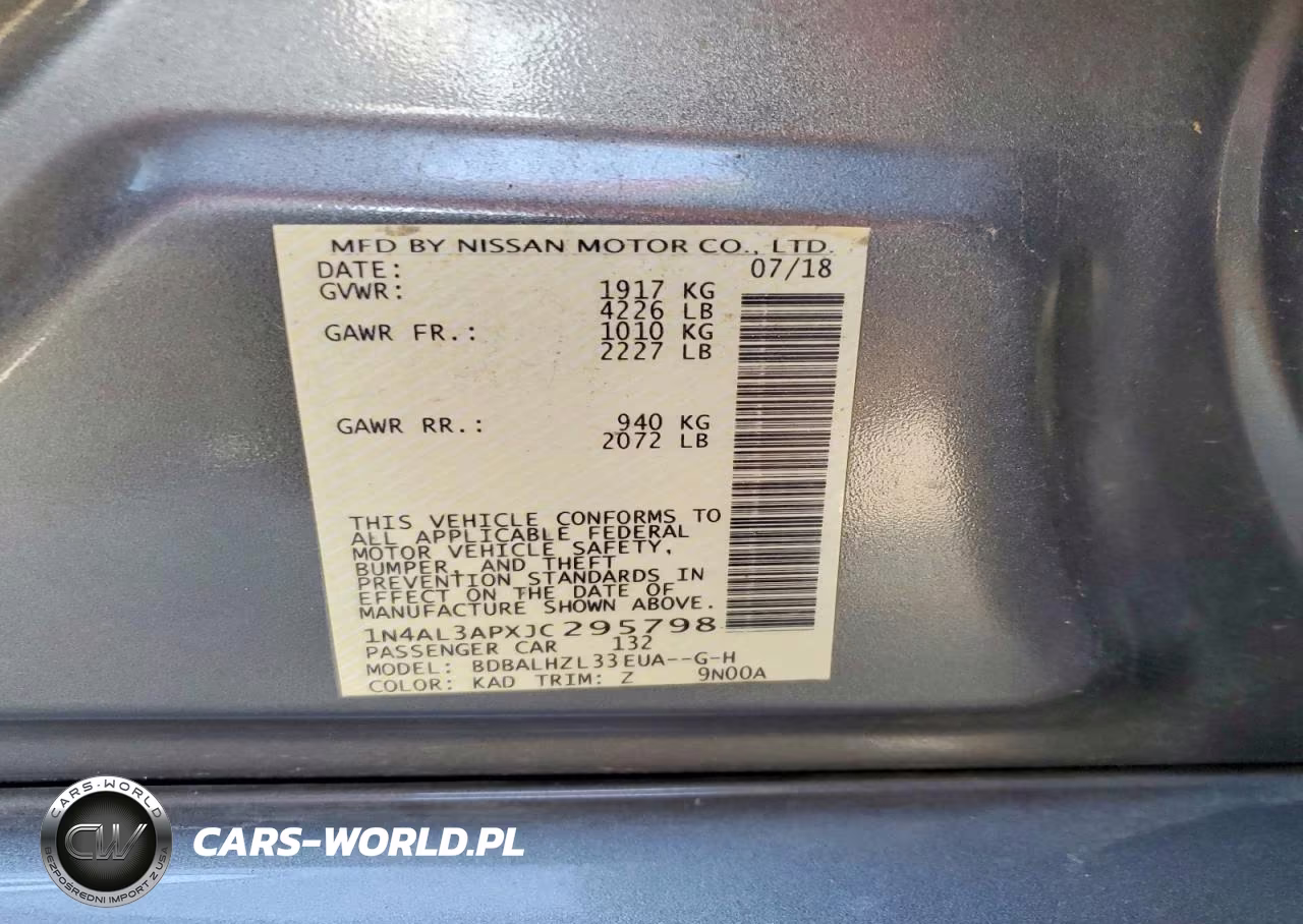 2018 Nissan Altima 2.5 Sr VIN:1N4AL3APXJC295798 - 12