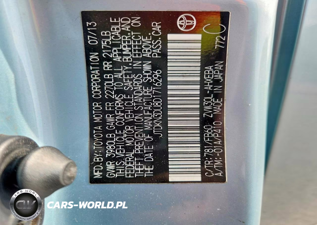 2013 Toyota Prius Two VIN:JTDKN3DU8D1716296 - 12